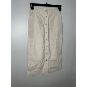 Liz Claiborne Cream Button-Front Midi Skirt